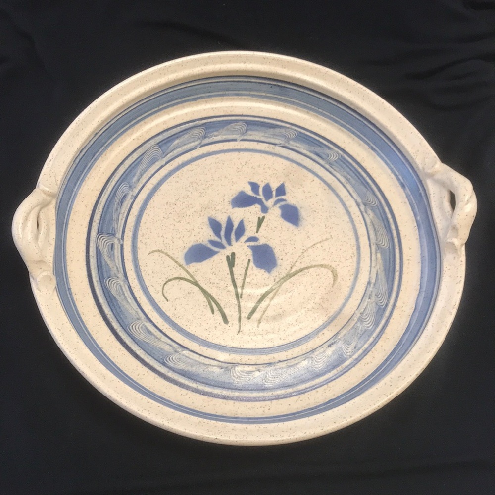 Vintage Signed/Dated Studio Pottery‎ Round Dish Tray Casserole Pie Plate
